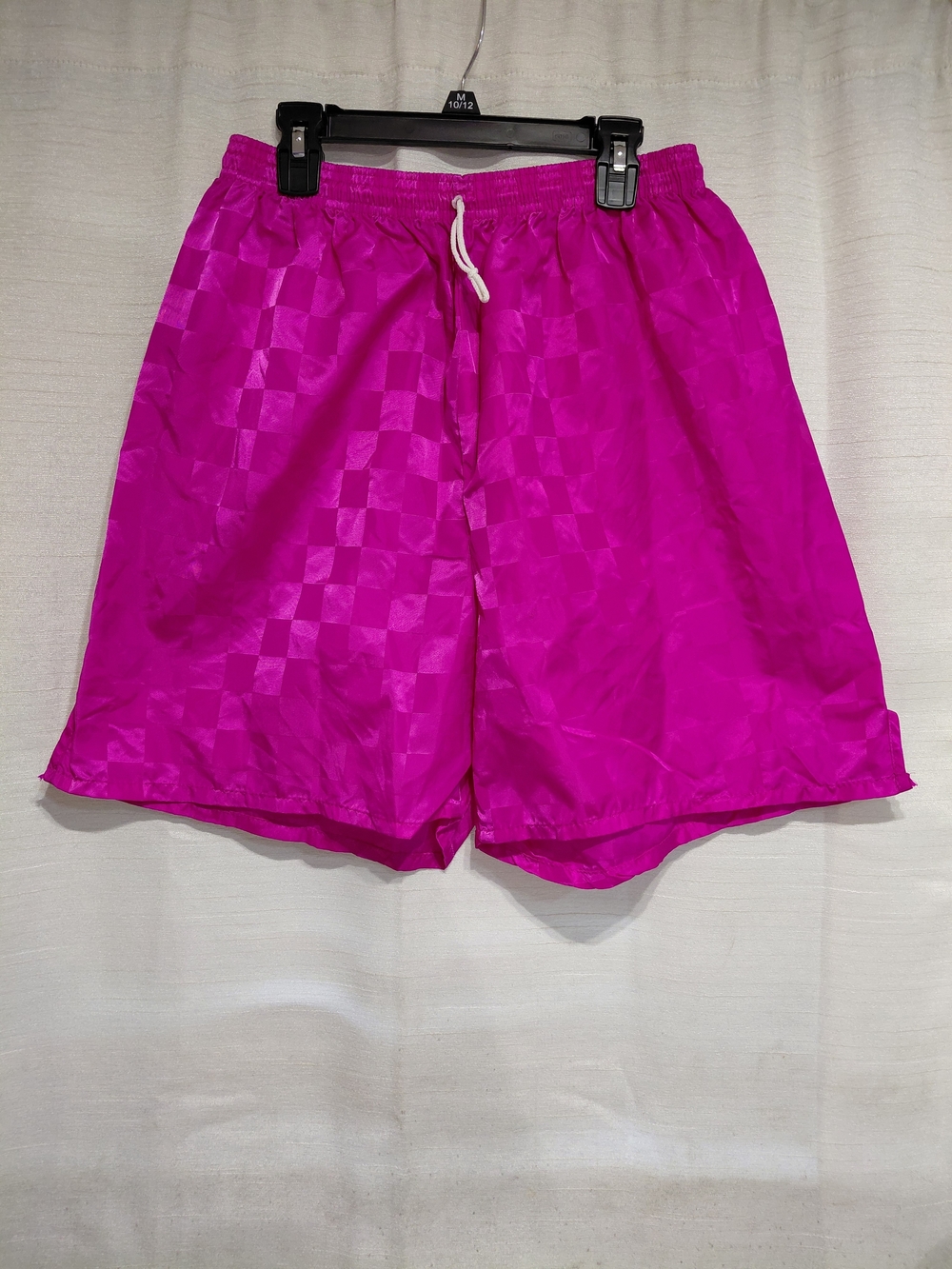 Vintage 80s Castaways Pink Checkered Swim Shorts Retro
